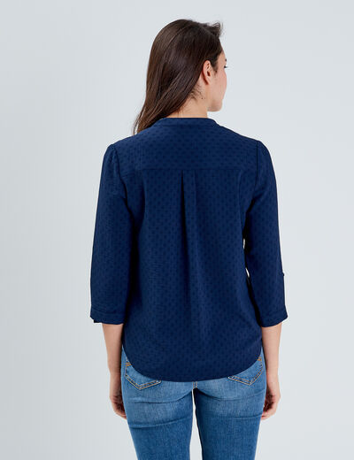 Chemise manches 3/4 bleu marine femme