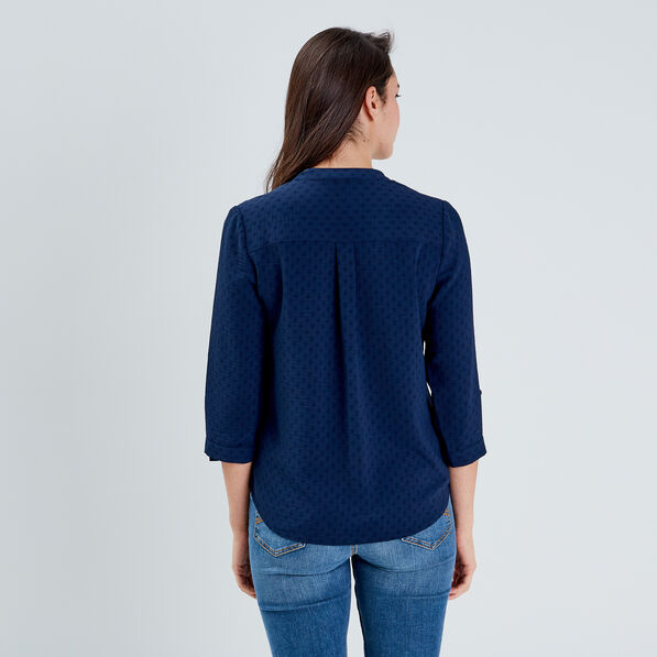chemise manches 34 bleu marine femme Chemise manches 3/4 bleu marine femme