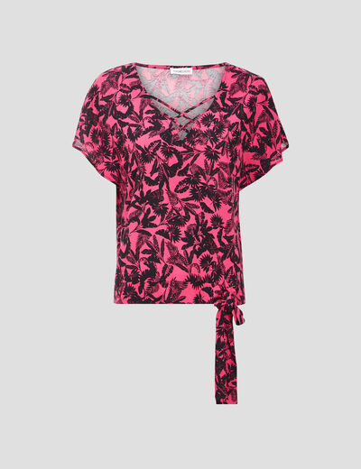 Blouse manches courtes rose femme