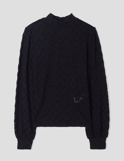 Pull manches longues noir femme
