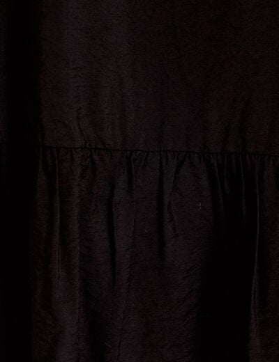 Chemise droite pliss&eacute;e col am&eacute;ricain noir femme