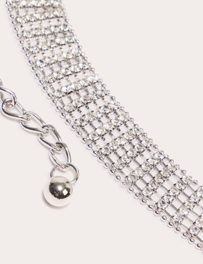 Ceinture &agrave; strass gris argent femme