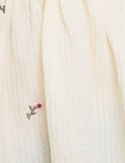 Blouse manches longues en cr&ecirc;pe blanc femme