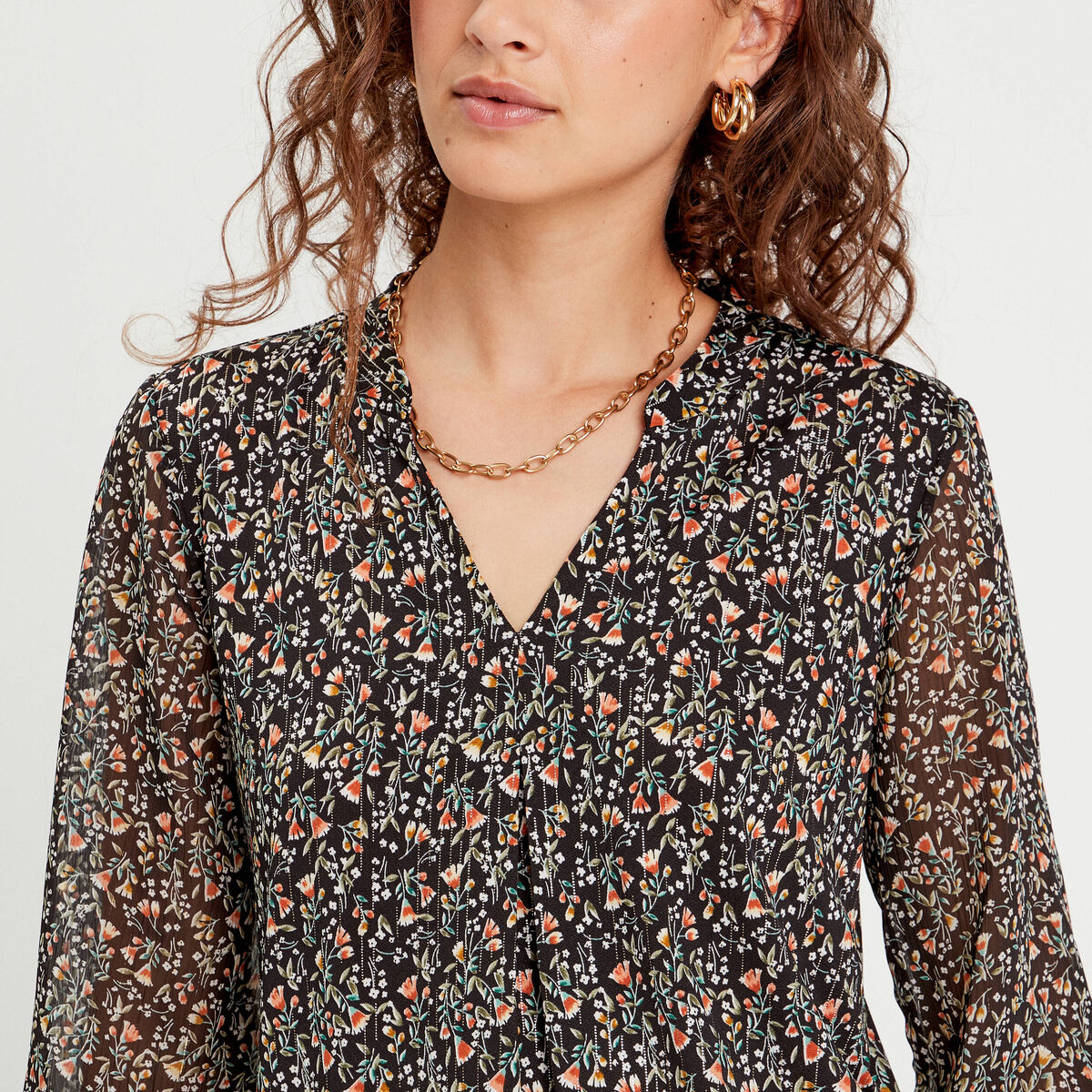 Blouse Fanny - manches 3/4 noir femme