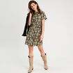 Robe chemise droite vert kaki femme