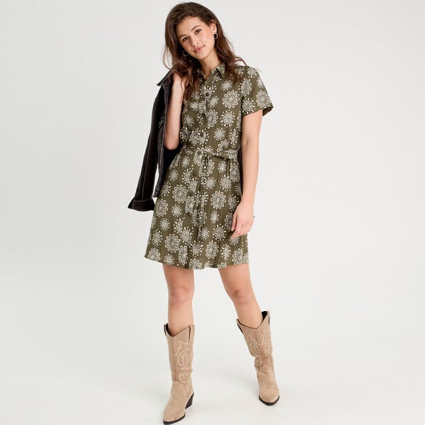 robe chemise droite vert kaki femme Robe chemise droite vert kaki femme