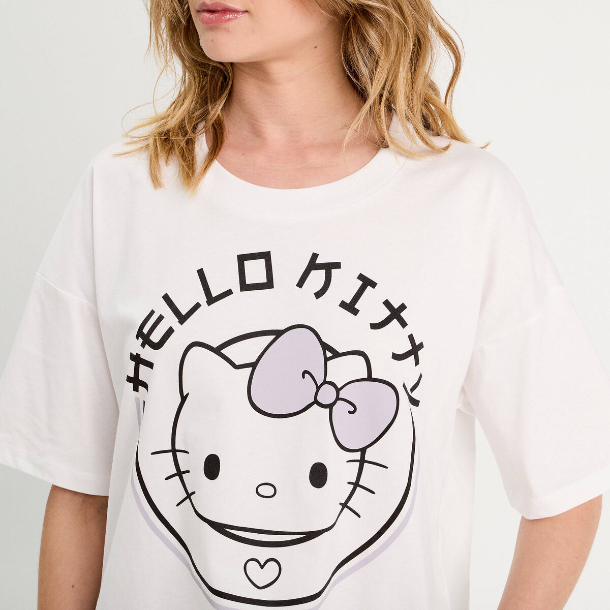 T-shirt oversize Hello Kitty blanc femme