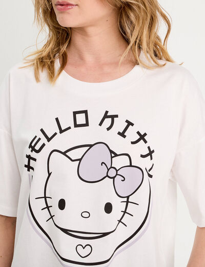 T-shirt oversize Hello Kitty blanc femme