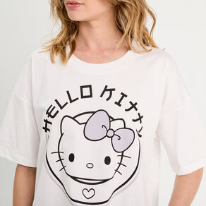 t shirt oversize hello kitty blanc femme T-shirt oversize Hello Kitty blanc femme