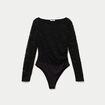 Body ajust&eacute; dentelle col bateau noir femme