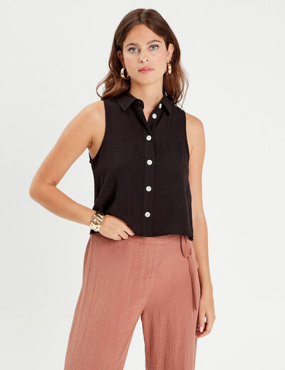 Chemise sans manches noir femme