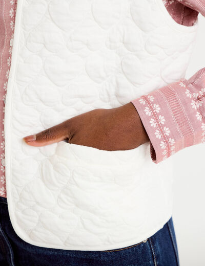 Gilet matelass&eacute; sans manches ecru femme