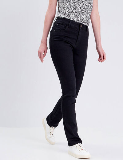 Jeans droit taille haute denim noir femme