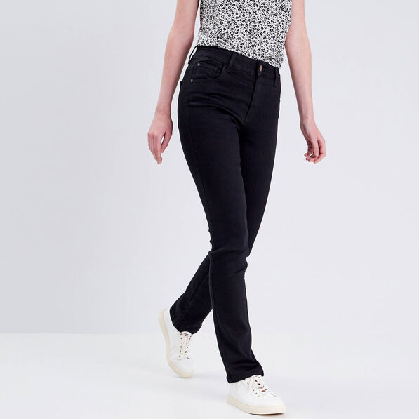 Jeans droit taille haute denim noir femme