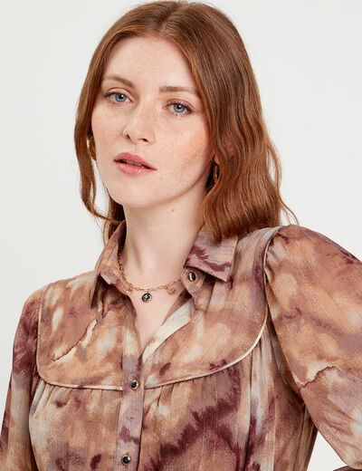 Robe évasée ceinturée marron femme