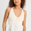 Débardeur tricot brodé ecru femme