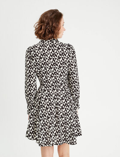 Robe chemise patineuse noir femme