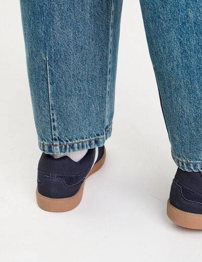 Jean barrel cropped taille standard denim double stone femme