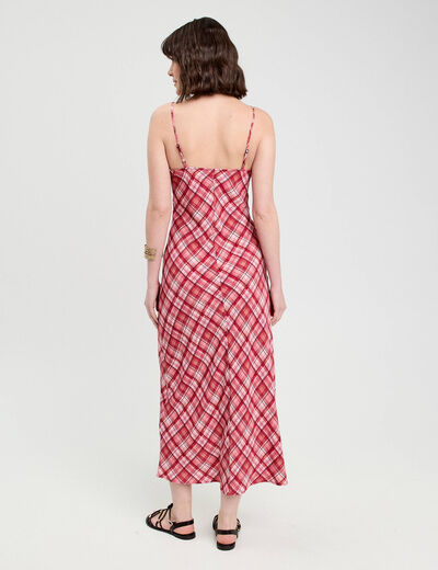 Robe longue droite bretelles rouge femme
