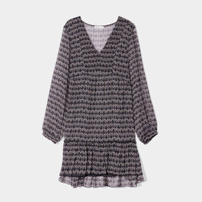 Robe trapèze col en V noir femme