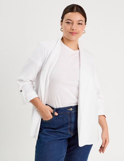 Veste blazer manches 3/4 ecru femme