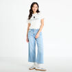 Jean wide leg cropped Bridgerton denim triple stone femme
