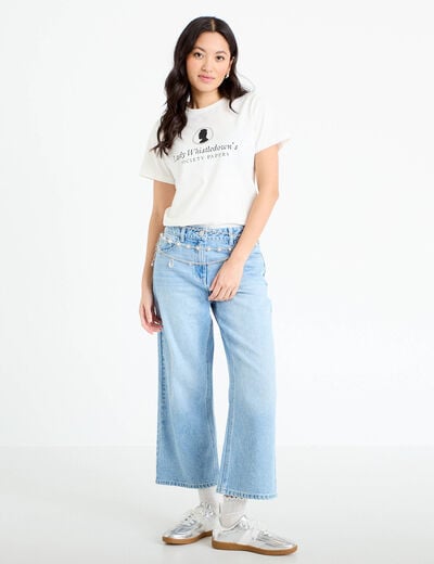 Jean wide leg cropped Bridgerton denim triple stone femme