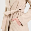 Manteau ceintur&eacute; &agrave; capuche beige femme