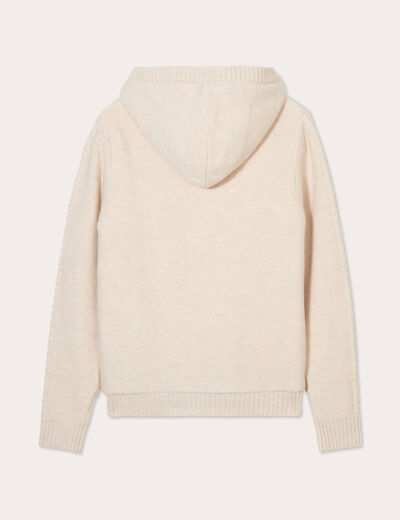Gilet à capuche zippé beige femme