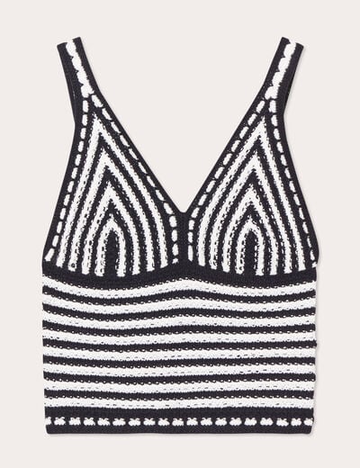 Débardeur crochet cropped noir femme