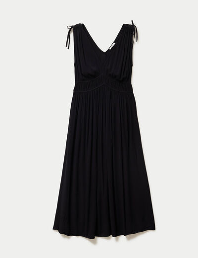 Robe midi &eacute;vas&eacute;e d&eacute;collet&eacute; sans manches noir femme