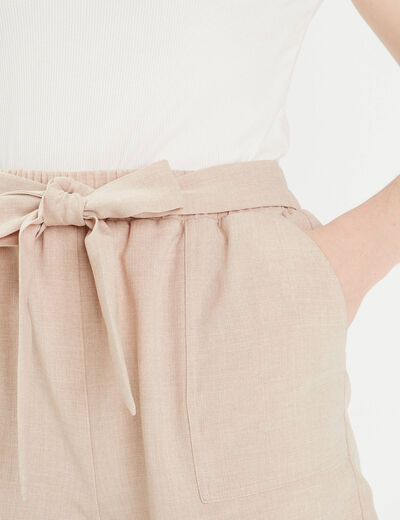 Combishort ceinturée sable femme