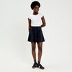 Jupe courte &eacute;vas&eacute;e aspect daim bleu marine femme