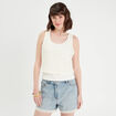 Débardeur 2-en-1 crochet ecru femme