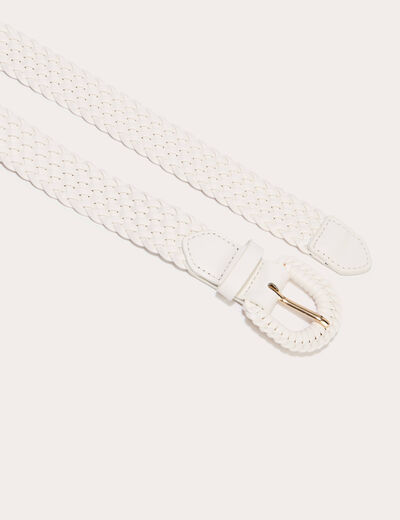 Ceinture large tress&eacute;e chin&eacute;e ecru femme