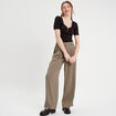 Pantalon large à pinces vert kaki femme