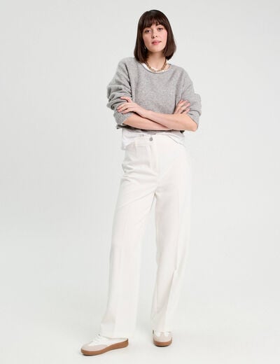 Pantalon city large ecru femme