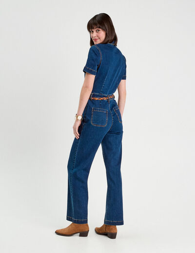 Combinaison pantalon en jean denim brut femme