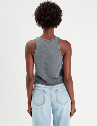 Débardeur cropped bleu gris femme