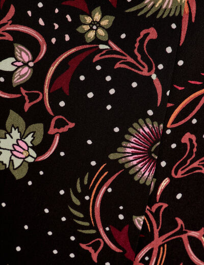 Robe évasée manches courtes noir femme