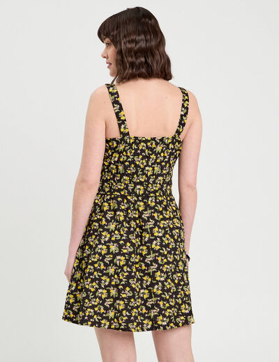 Robe évasée bretelles fines noir femme
