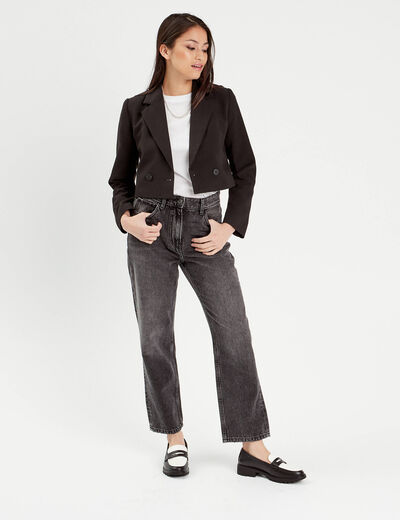 Veste blazer courte noir femme