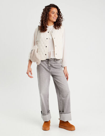 Blouse volants ecru femme