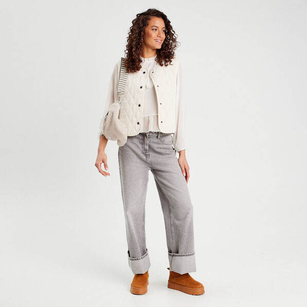 Blouse volants ecru femme