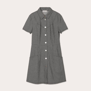 Robe évasée boutonnée noir femme