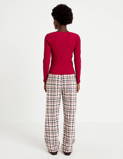 Lot de 2 pyjamas manches longues rouge femme