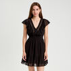 Robe évasée plumetis noir femme