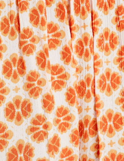 Robe évasée taille smockée orange femme