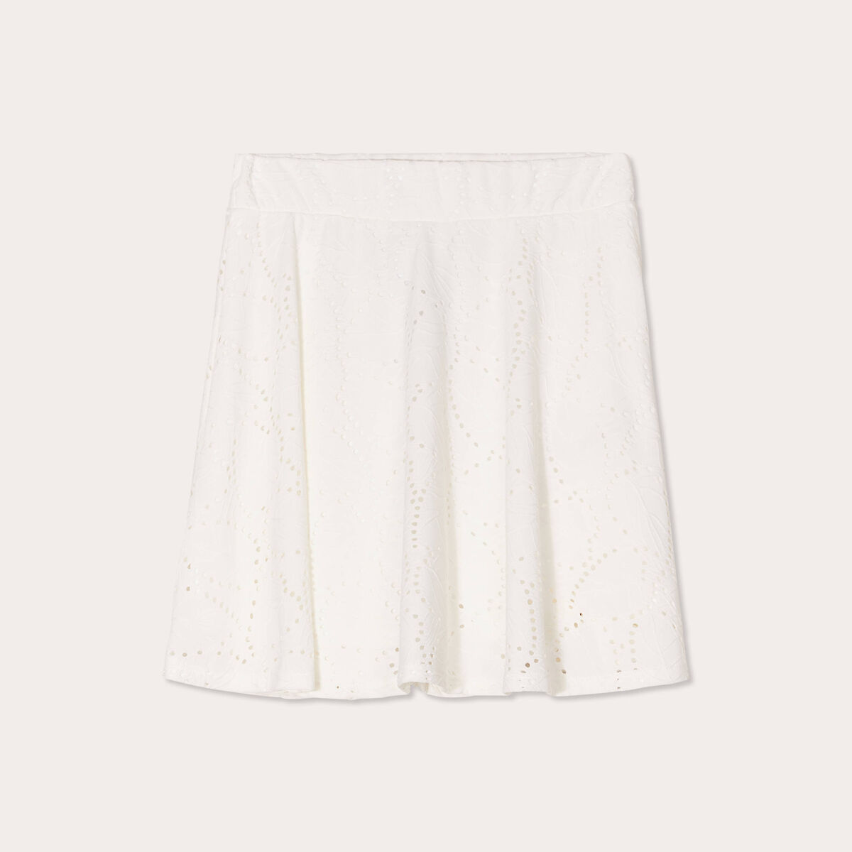 Jupe évasée broderie anglaise ecru femme