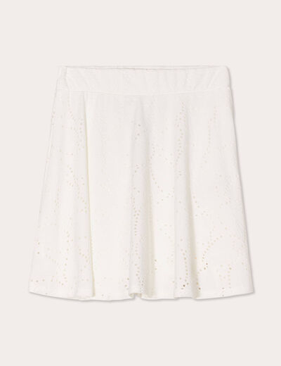Jupe évasée broderie anglaise ecru femme